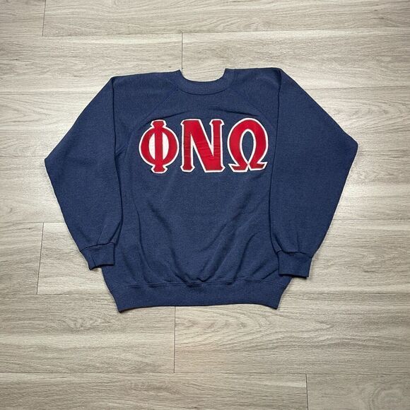 Vintage Sweatshirt Mens Large Blue 90s College Fraternity Crewneck - Picture 1 of 9